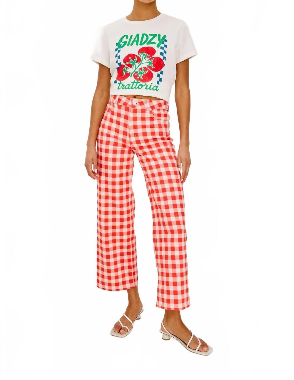NEW RAILS women's getty crop straight jeans in tomato gingham